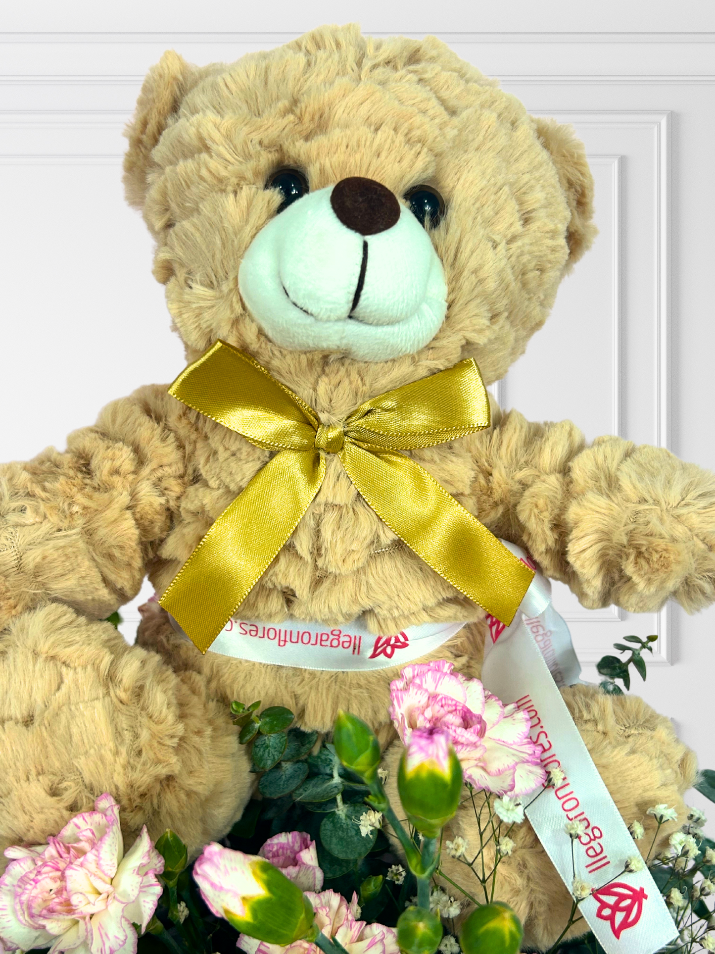 Arreglo de clavel con peluche