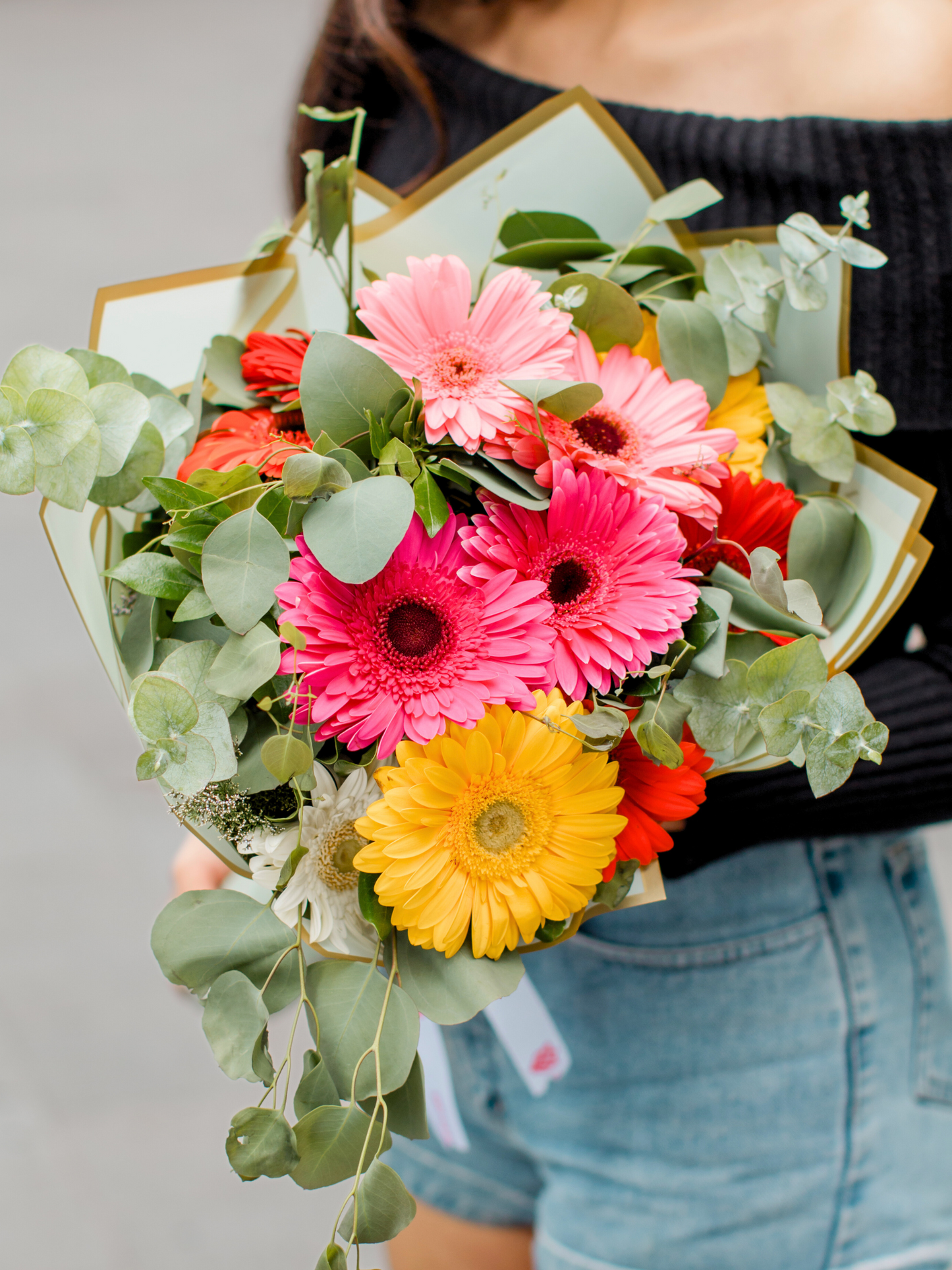 Ramo de Gerberas con Eucalipto