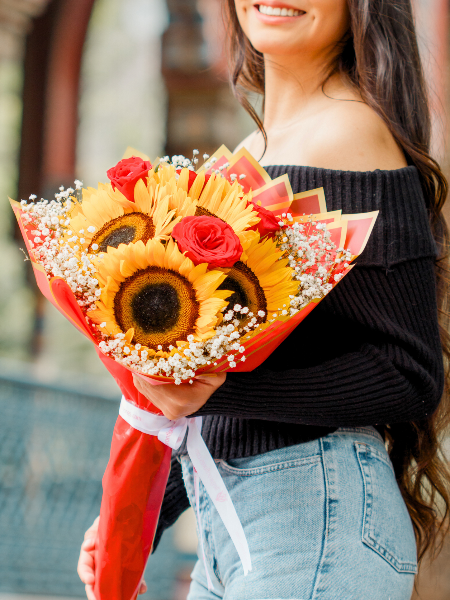 Ramo de Girasoles y Rosas Rojas