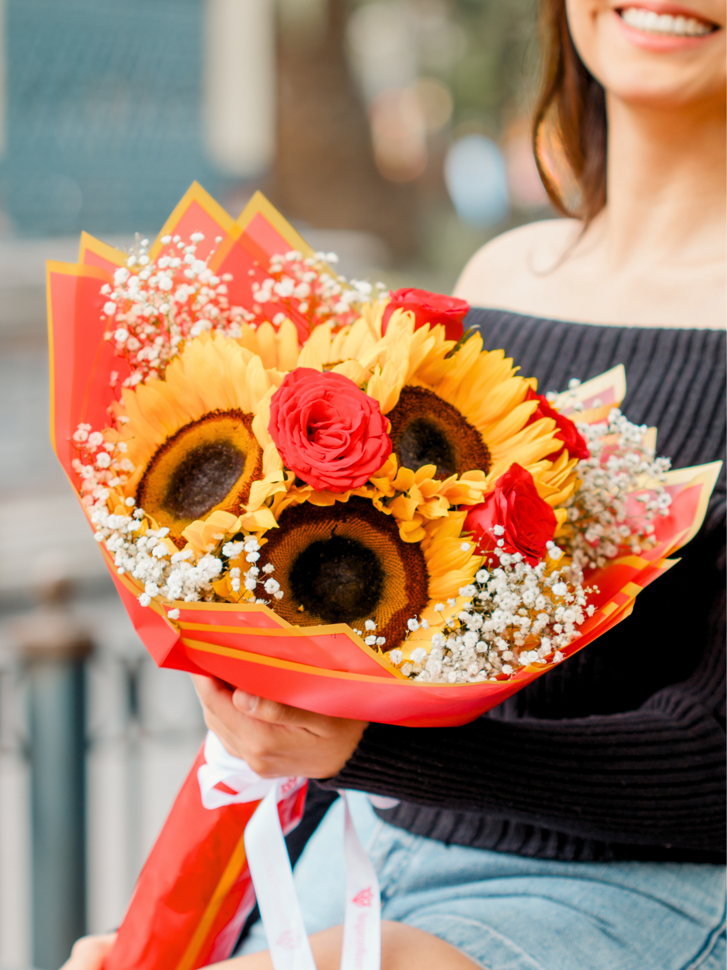 Ramo de Girasoles y Rosas Rojas