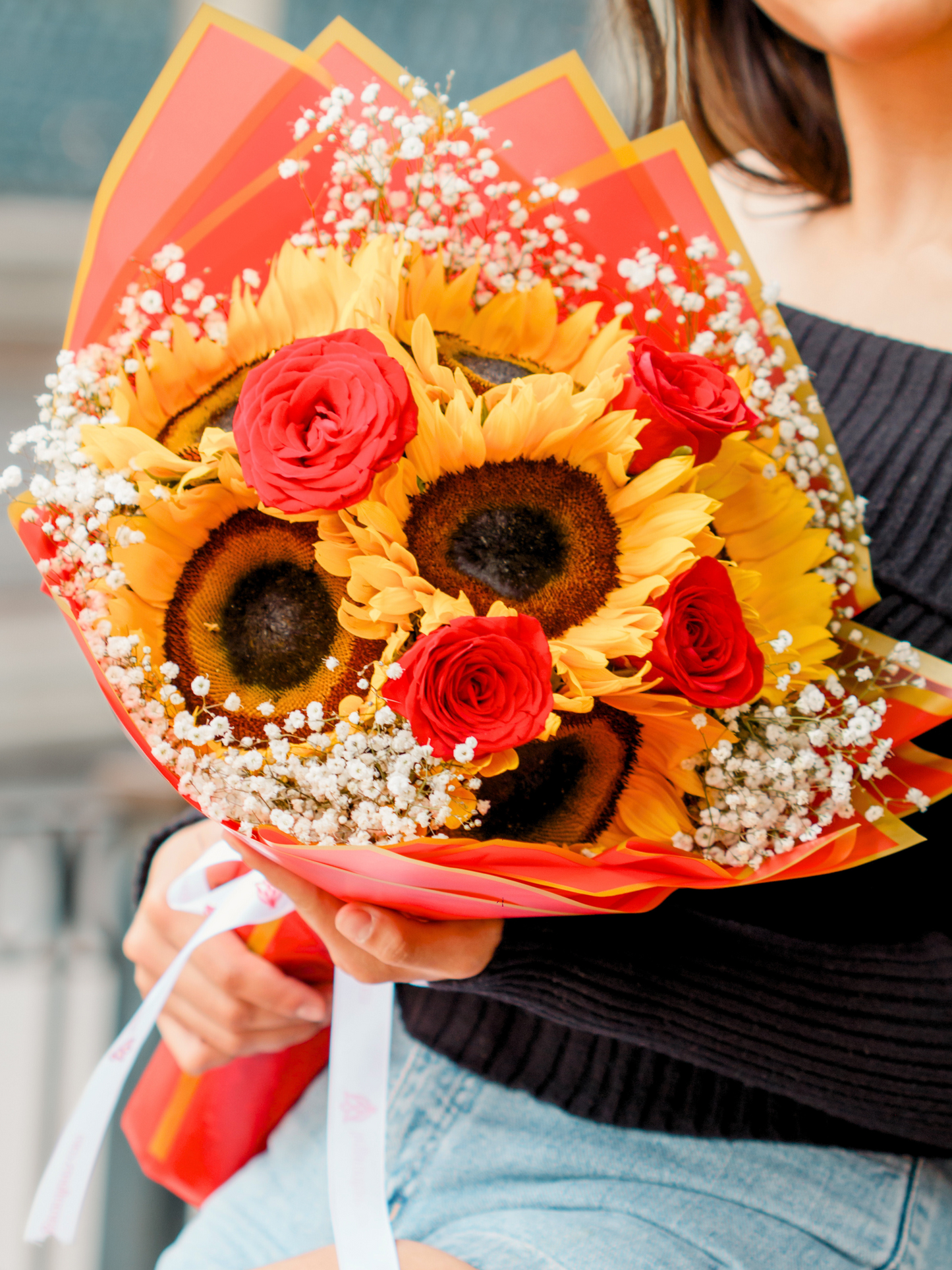 Ramo de Girasoles y Rosas Rojas