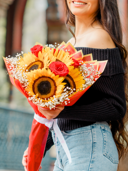 Ramo de Girasoles y Rosas Rojas