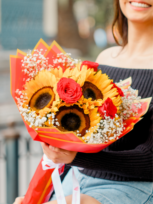 Ramo de Girasoles y Rosas Rojas